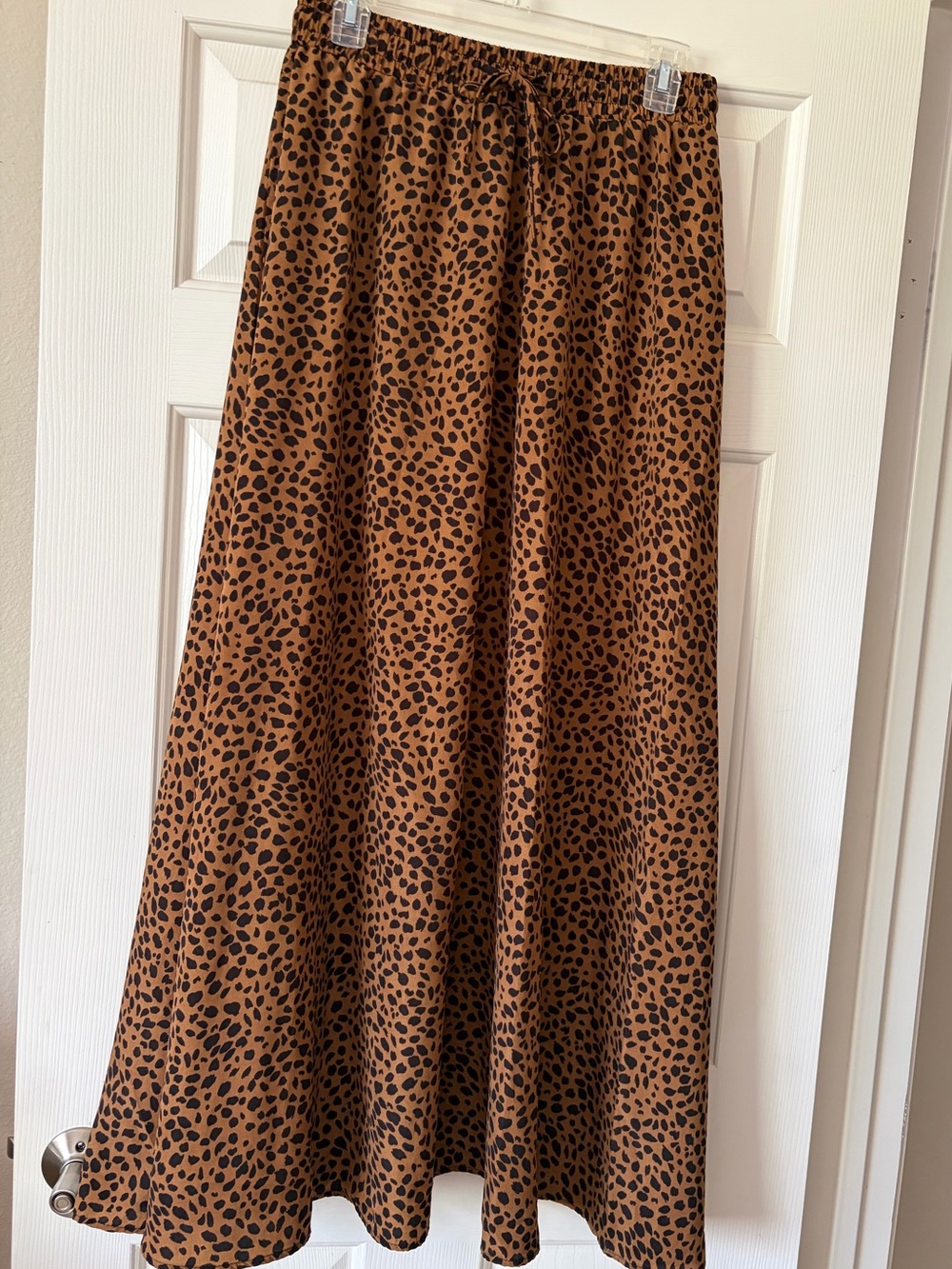 Brown Leopard Print Maxi Skirt